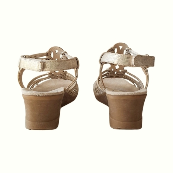 Baretraps Taren Gold Metallic Strappy Wedge Sandals Angelcore Fairycore - Picture 6 of 8